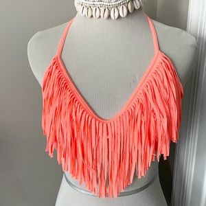 L*Space fringe coral bikini top